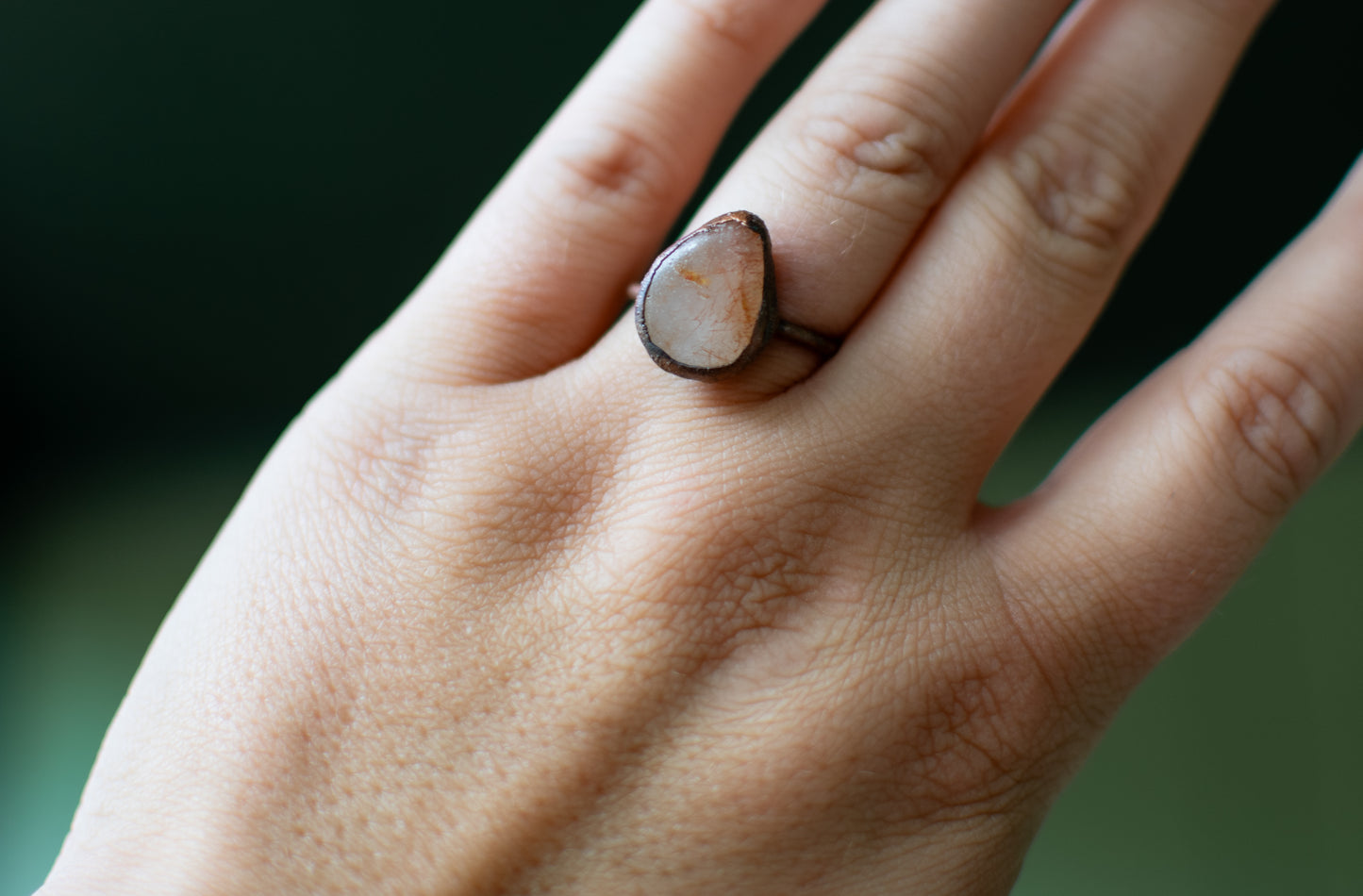 Peach Quartz Ring- size 8