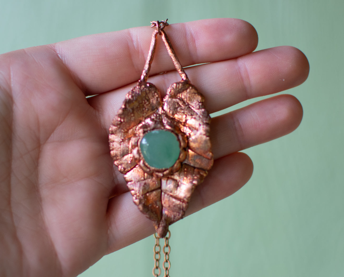 Aventurine Leaf Pendant