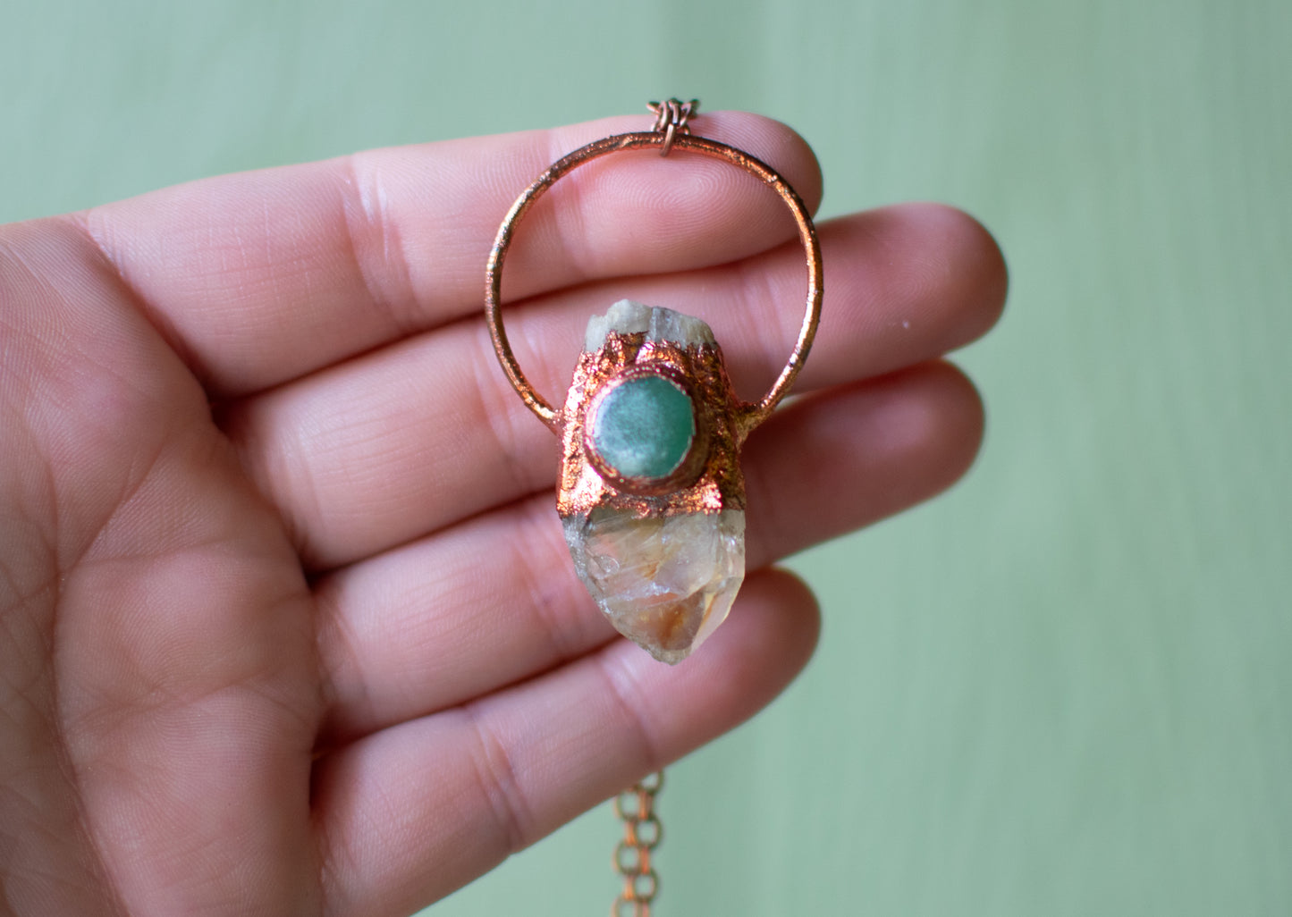 Quartz Point & Aventurine Pendant