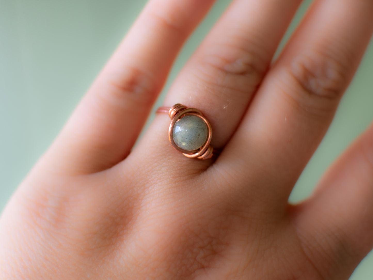 Wire Wrapped Labradorite Ring