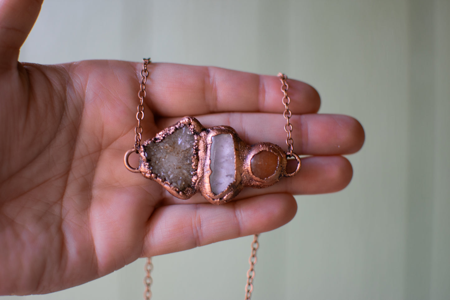 Quartz & Orange Calcite Pendant