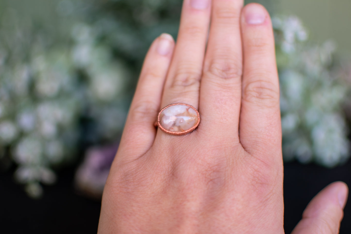 Pink Flower Agate- Size 8