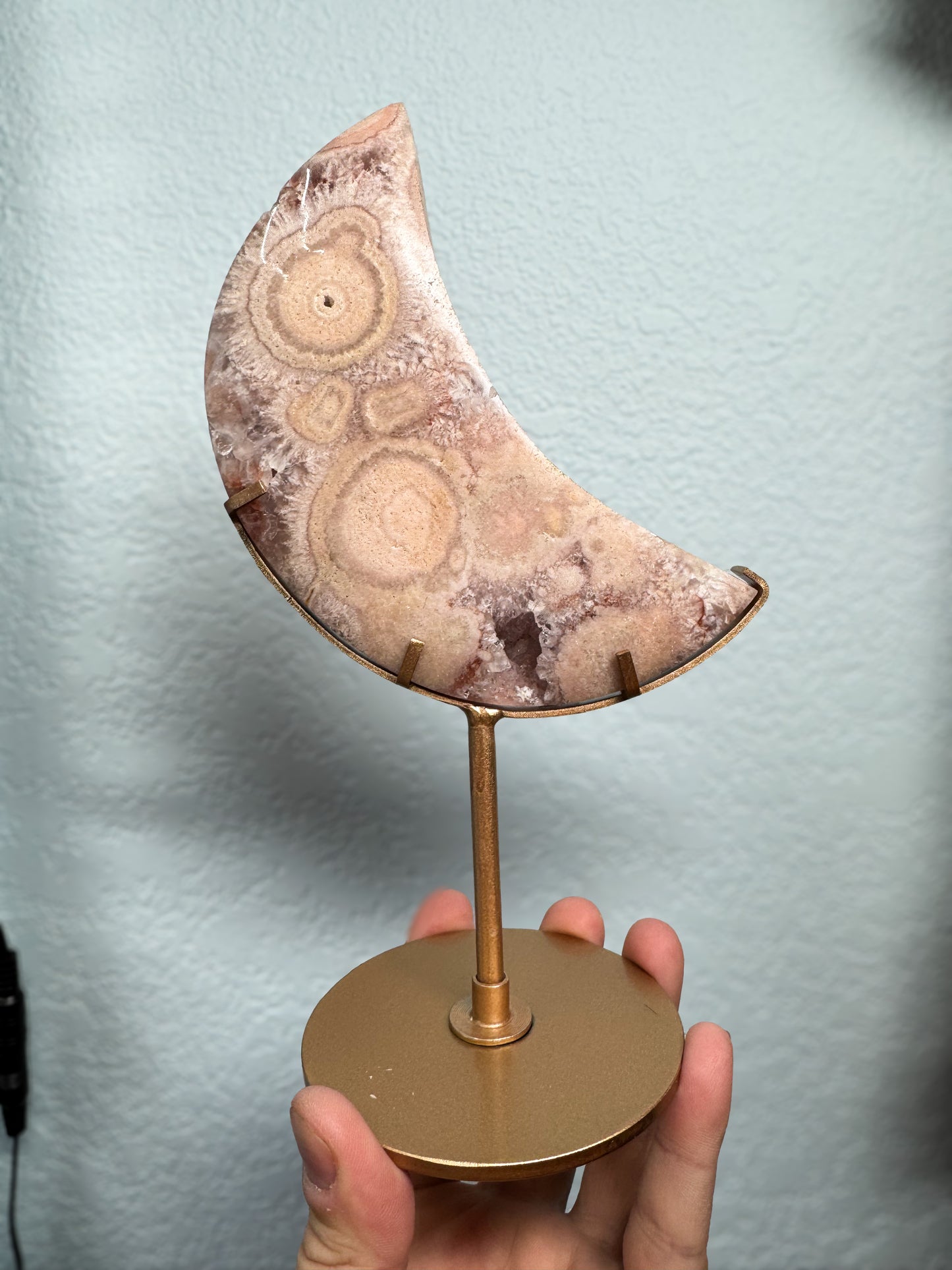 Pink Amethyst Moon on Stand