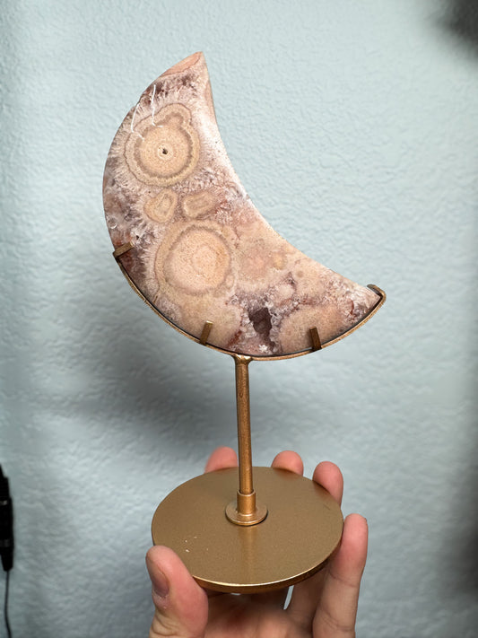 Pink Amethyst Moon on Stand