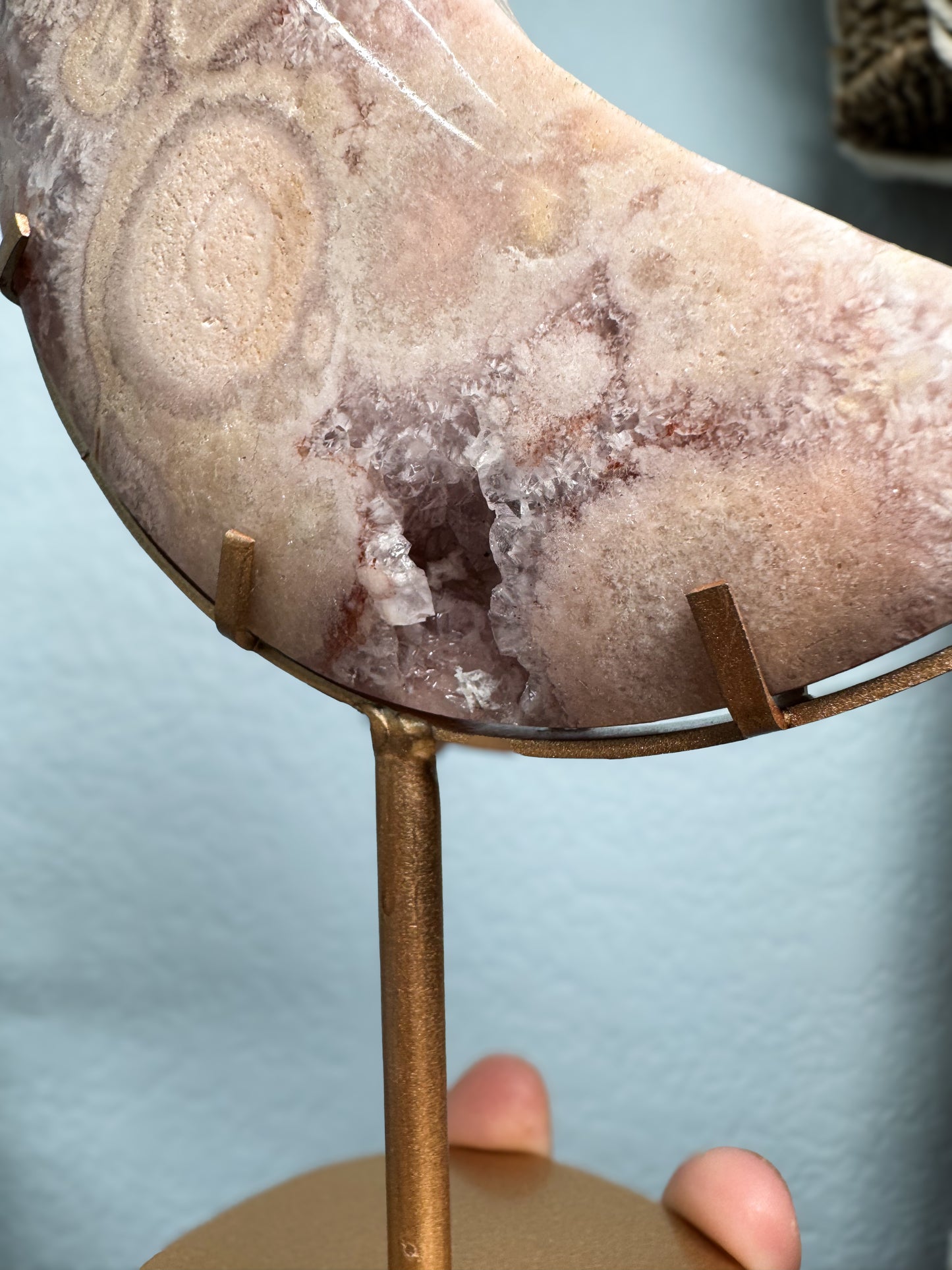 Pink Amethyst Moon on Stand