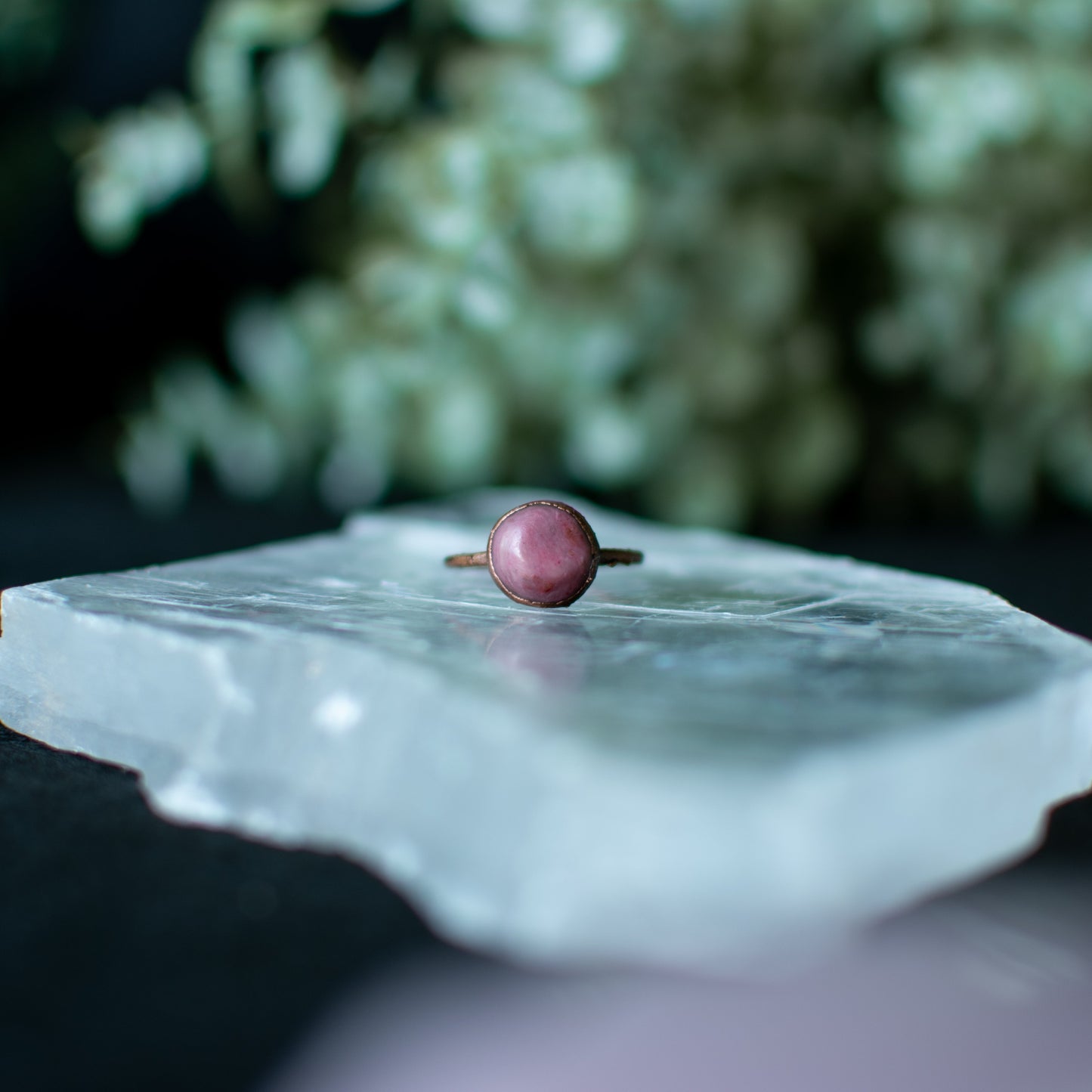 Round Rhodonite Ring – Size 7.5