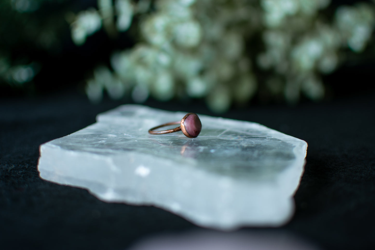 Round Rhodonite Ring – Size 7.5