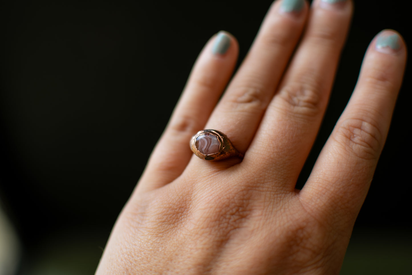 Apricot Agate Ring- size 7.5