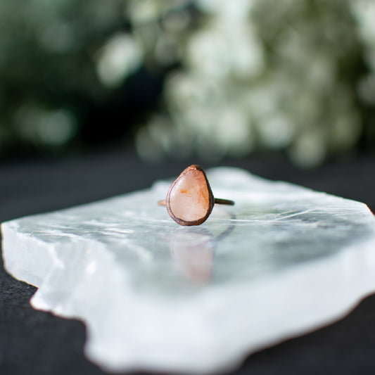 Peach Quartz Ring- size 8
