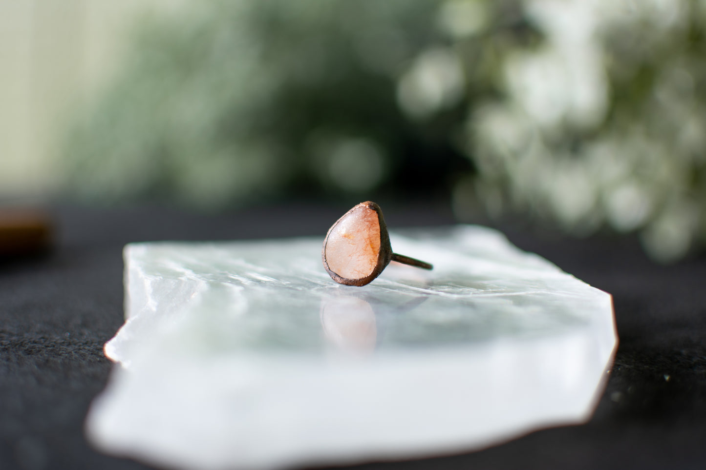 Peach Quartz Ring- size 8
