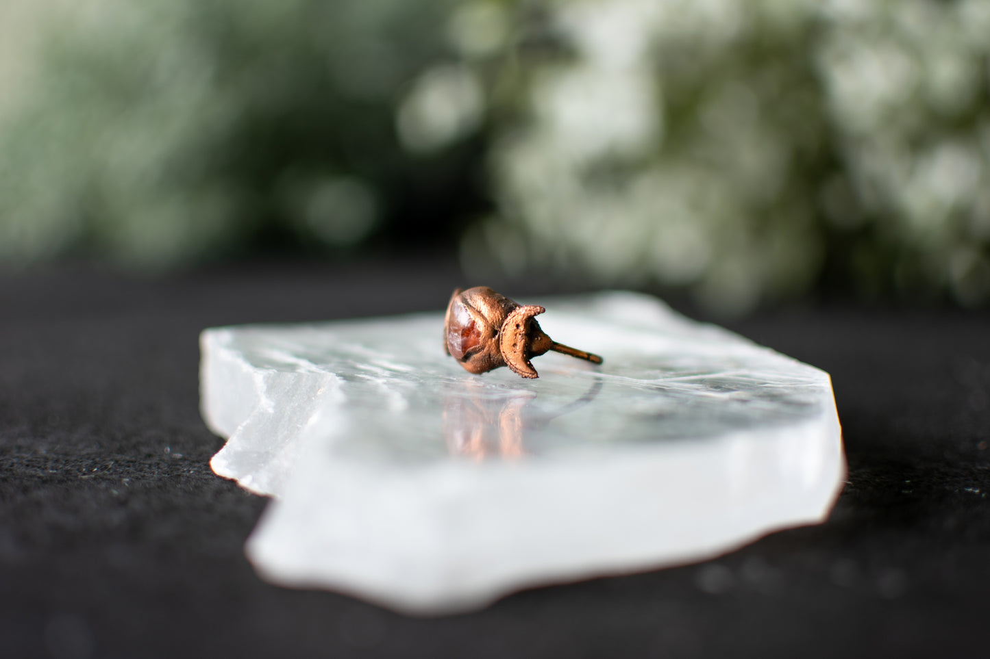 Fire Quartz Moon Ring- size 7
