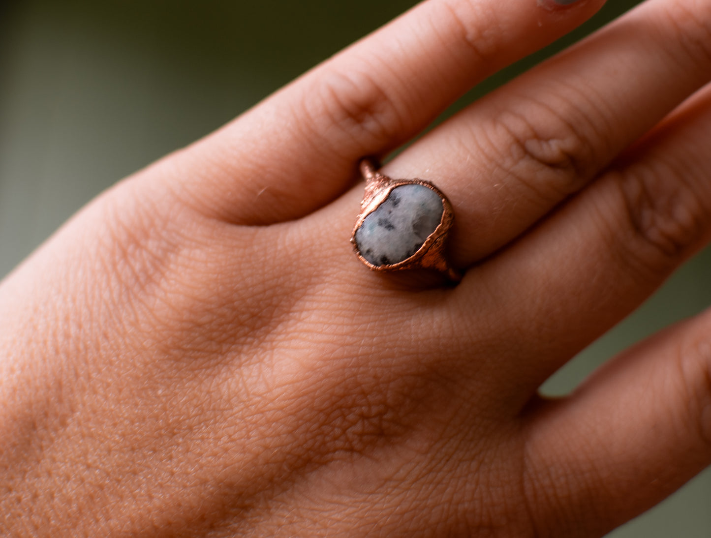 Kiwi Jasper Ring- Size 7