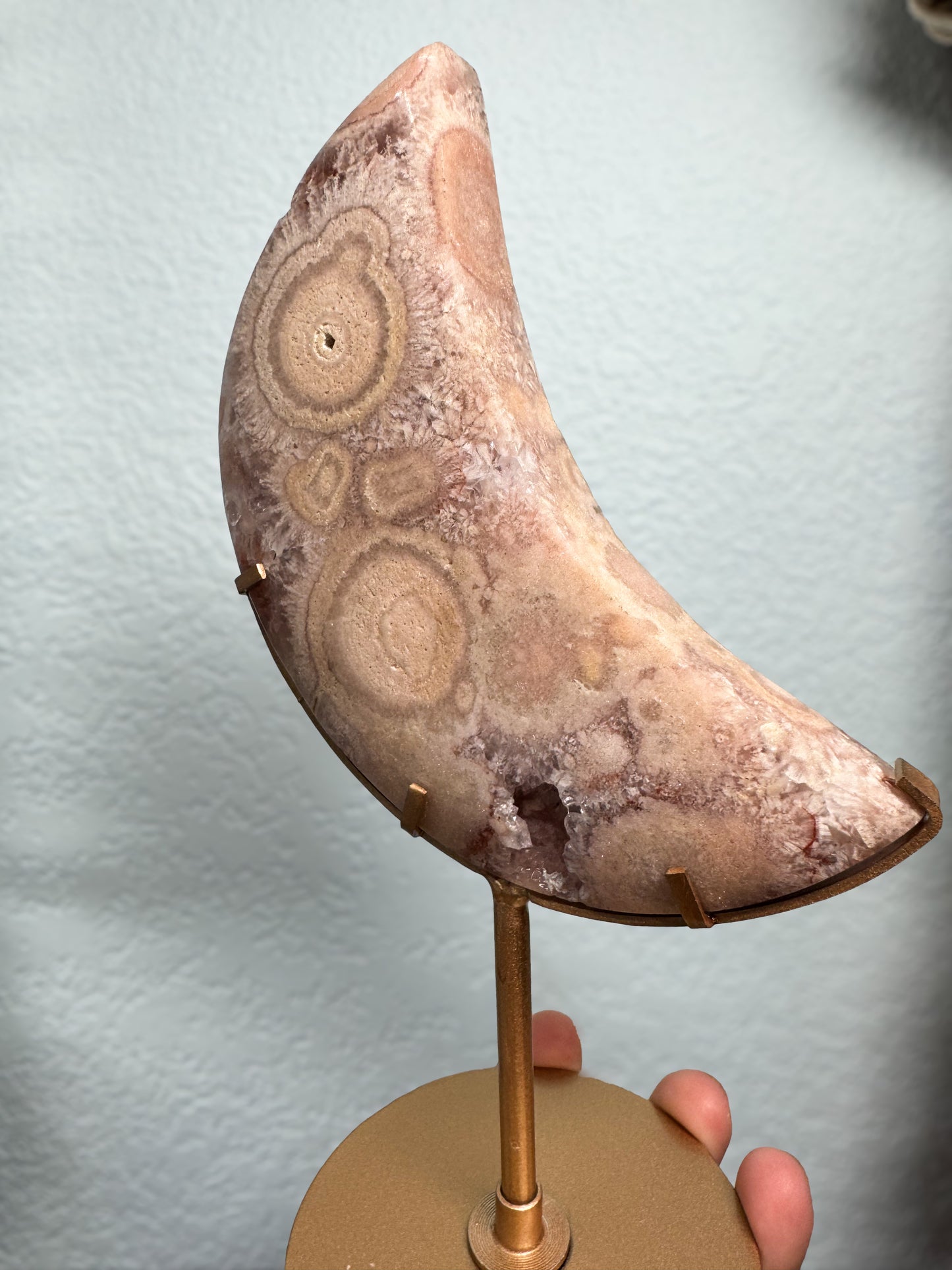 Pink Amethyst Moon on Stand