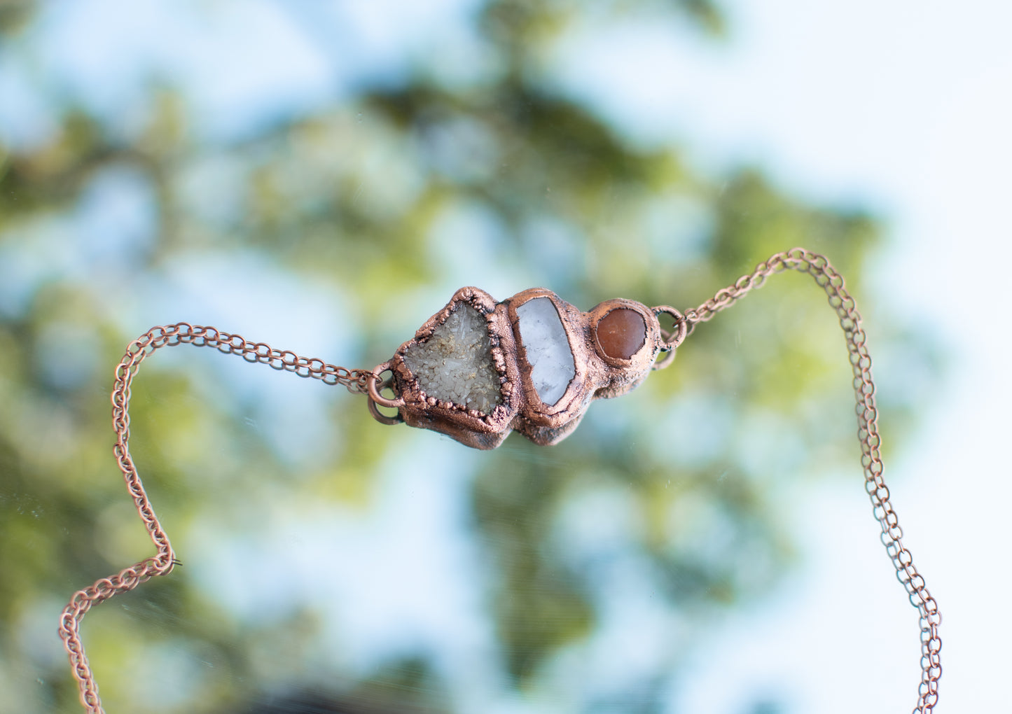 Quartz & Orange Calcite Pendant