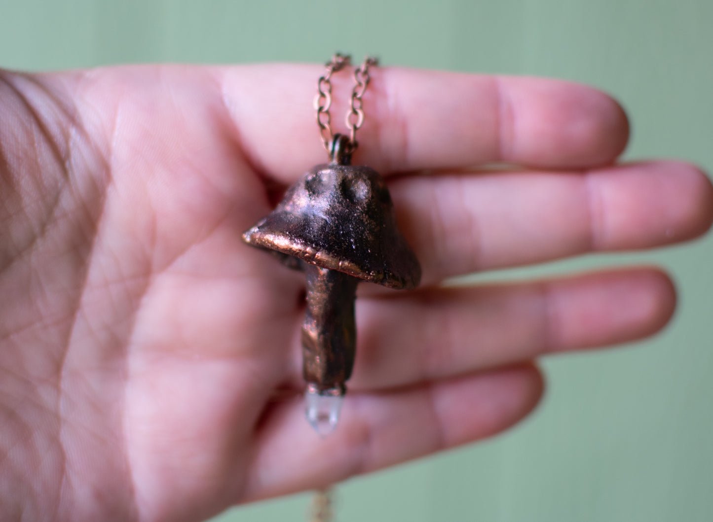 Mushroom & Quartz Point Pendant