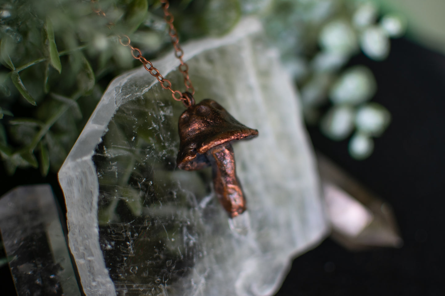 Mushroom & Quartz Point Pendant