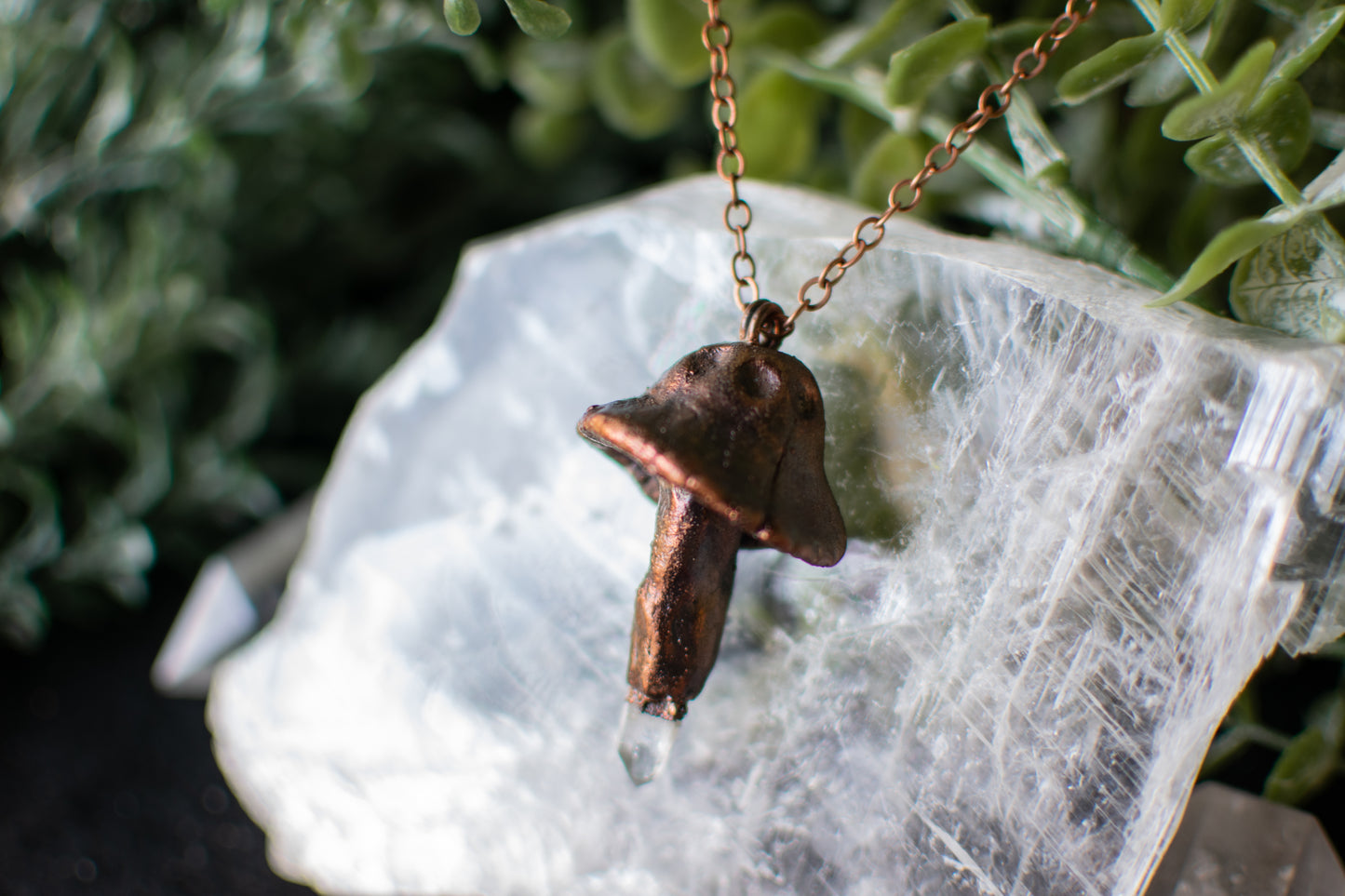 Mushroom & Quartz Point Pendant
