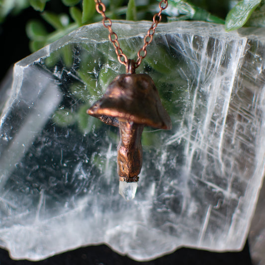 Mushroom & Quartz Point Pendant