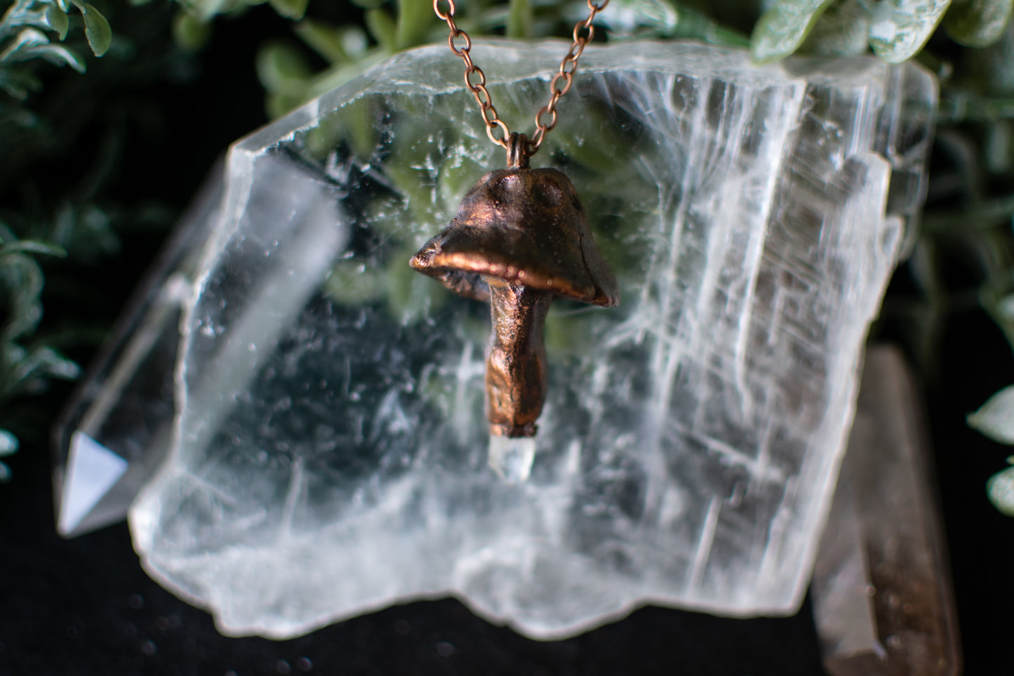 Mushroom & Quartz Point Pendant