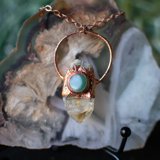 Quartz Point & Aventurine Pendant
