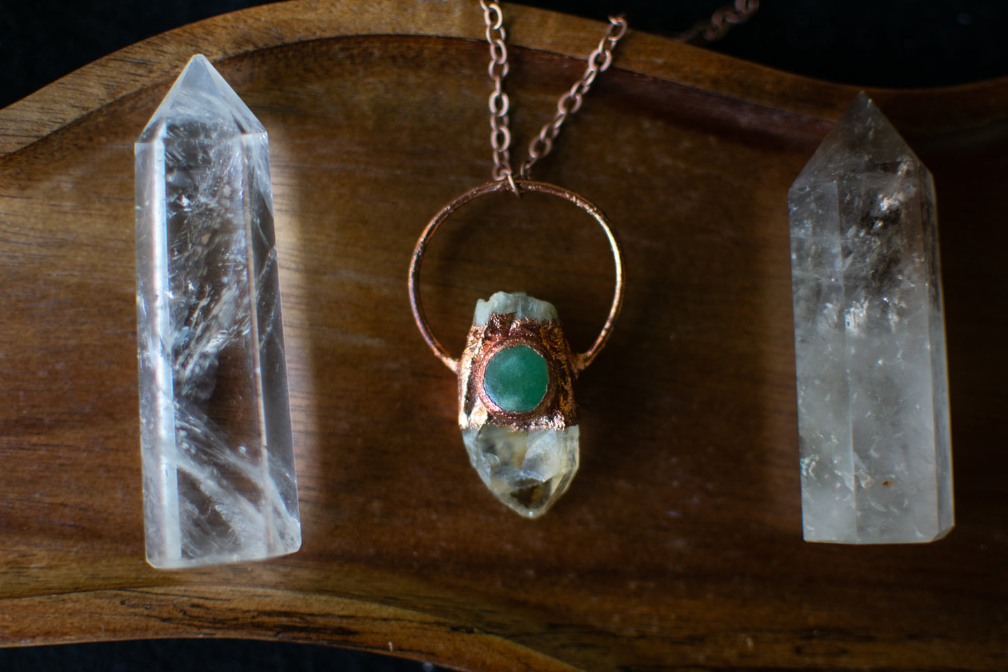 Quartz Point & Aventurine Pendant