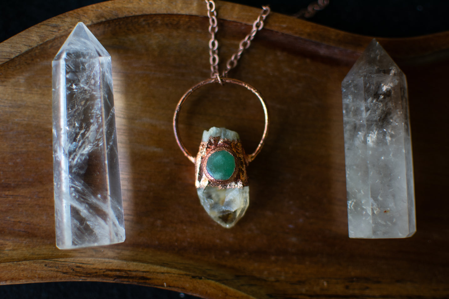 Quartz Point & Aventurine Pendant