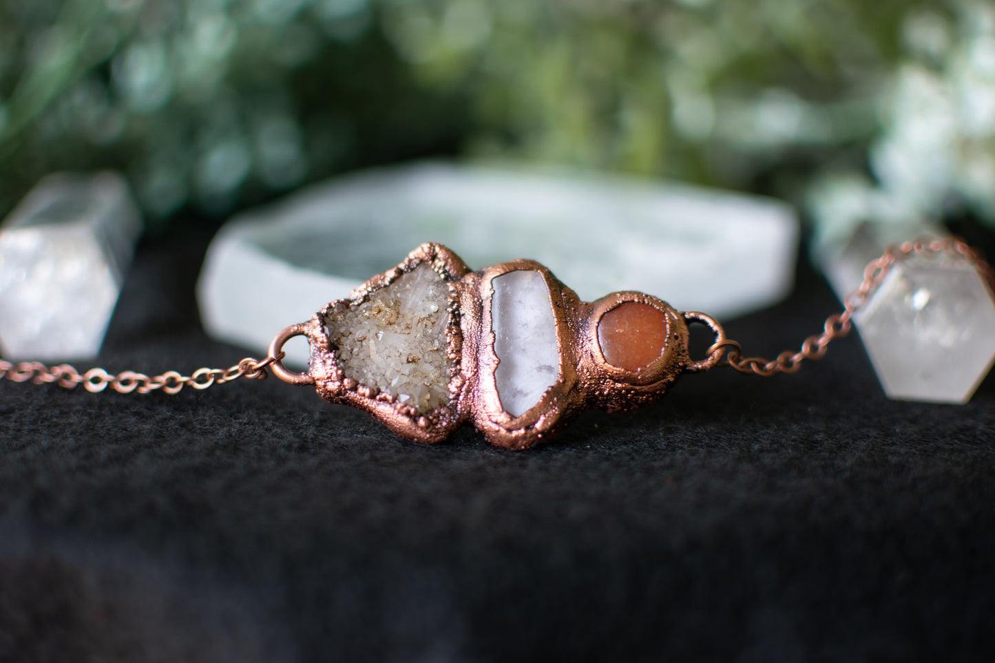 Quartz & Orange Calcite Pendant