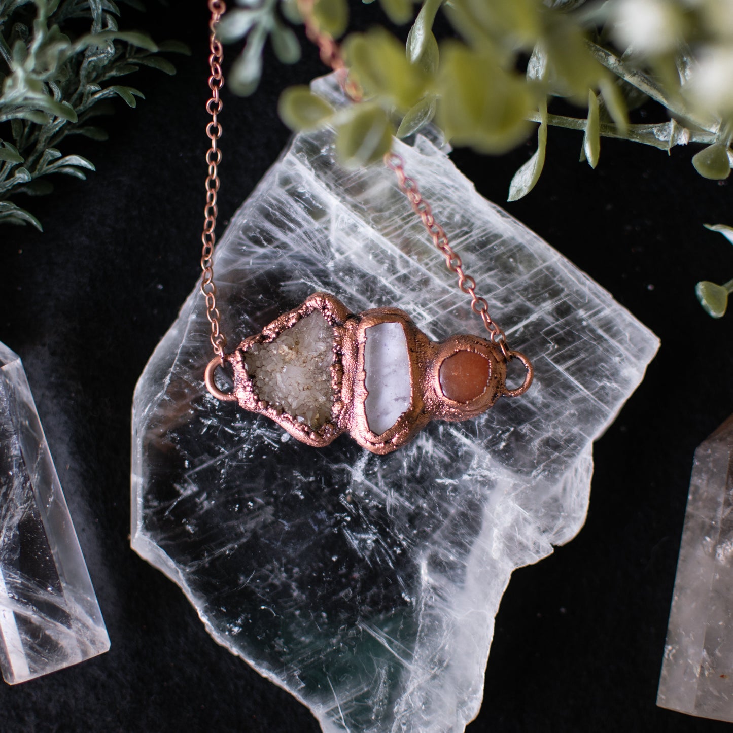 Quartz & Orange Calcite Pendant