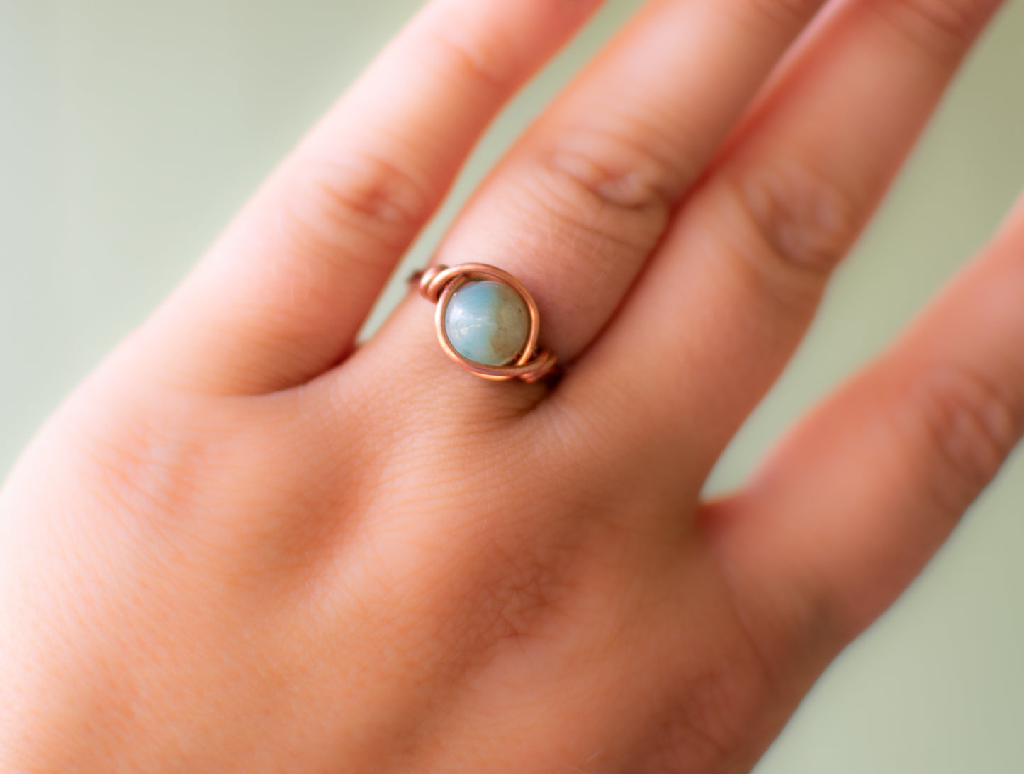 Amazonite Wire Wrapped Ring