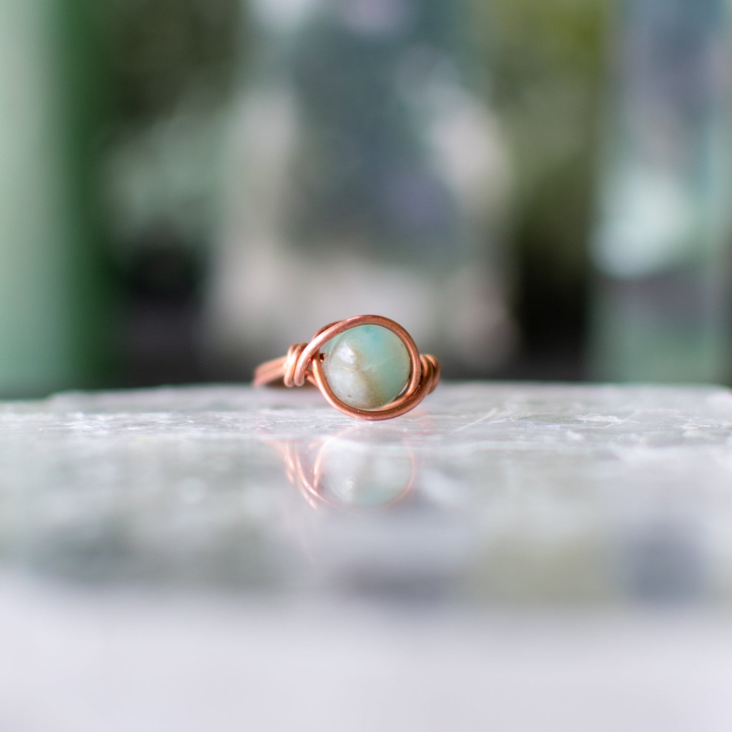 Amazonite Wire Wrapped Ring