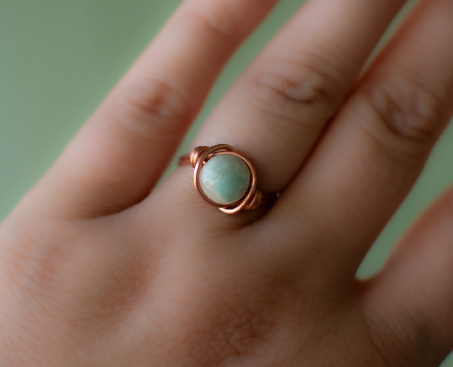 Amazonite Wire Wrapped Ring