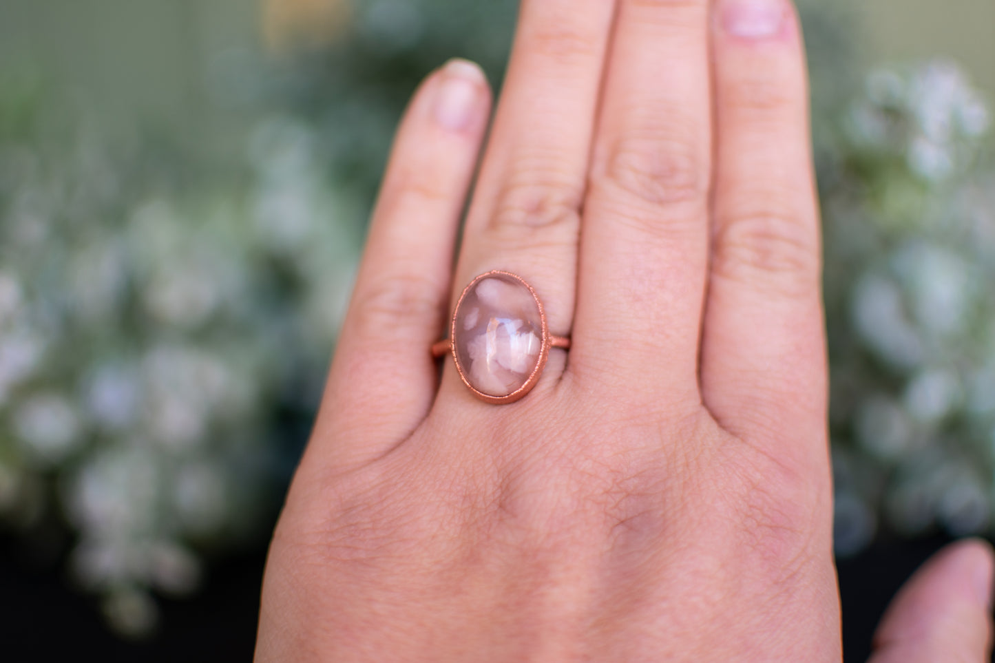 Pink Flower Agate- Size 8