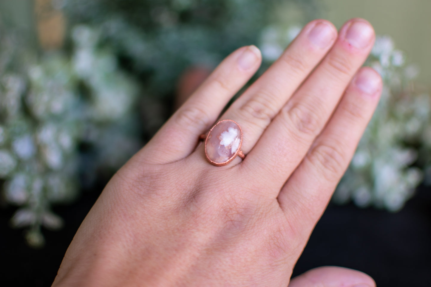 Pink Flower Agate- Size 8