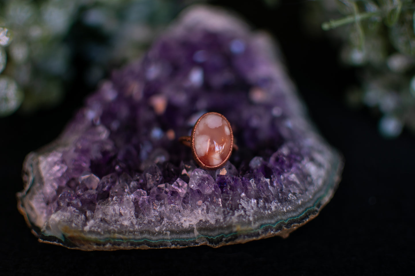 Pink Flower Agate- Size 6.5