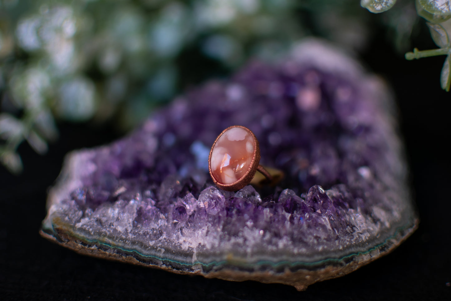 Pink Flower Agate- Size 6.5
