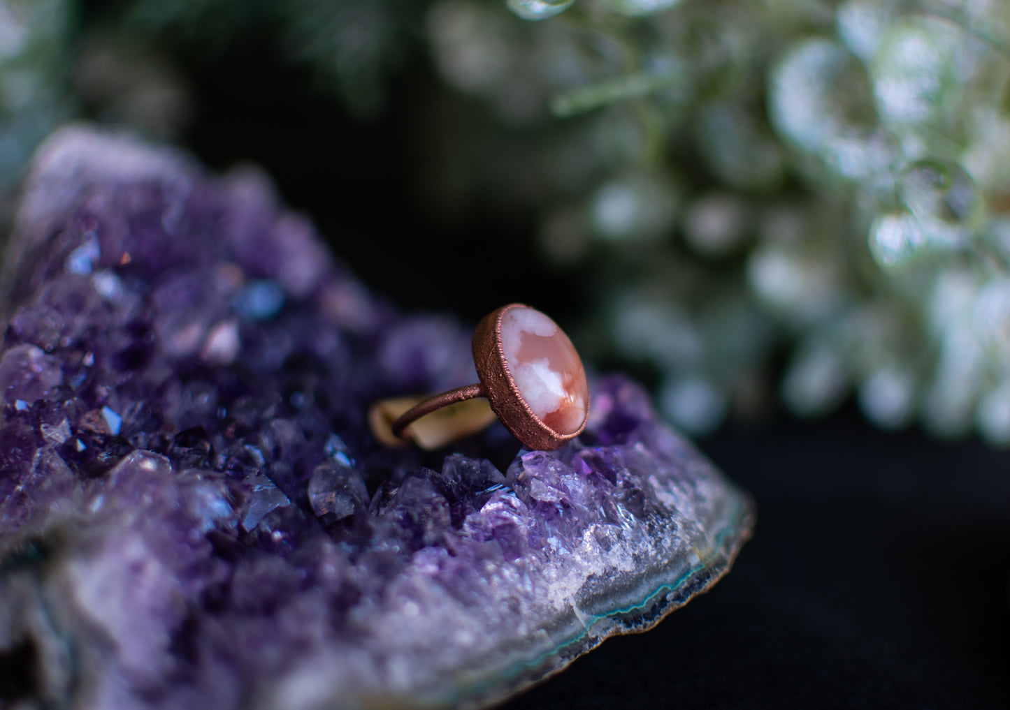 Pink Flower Agate- Size 6.5