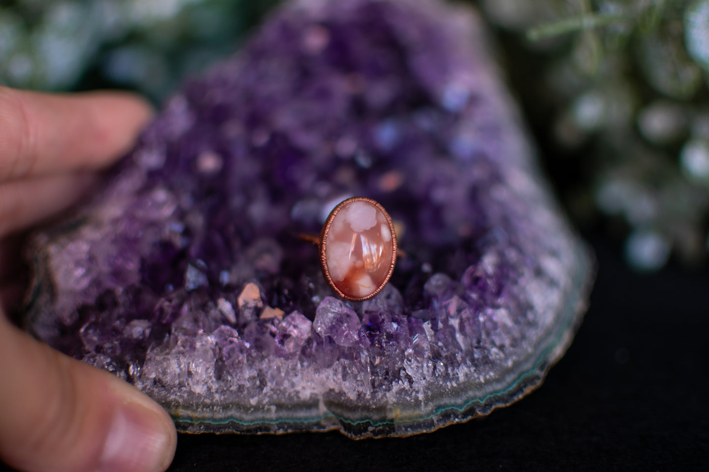 Pink Flower Agate- Size 6.5