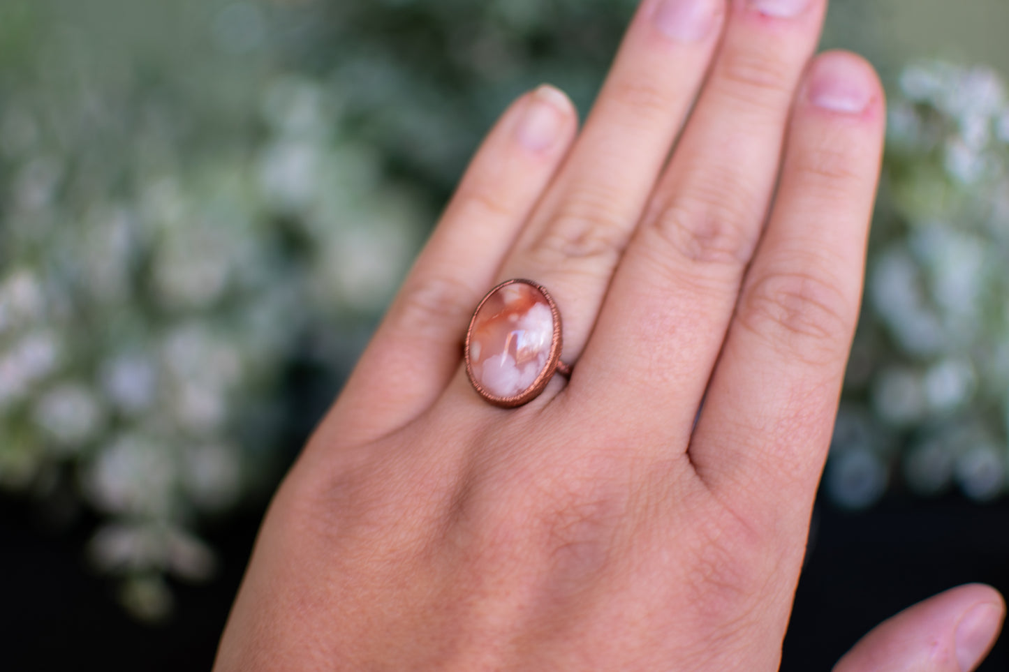 Pink Flower Agate- Size 6.5