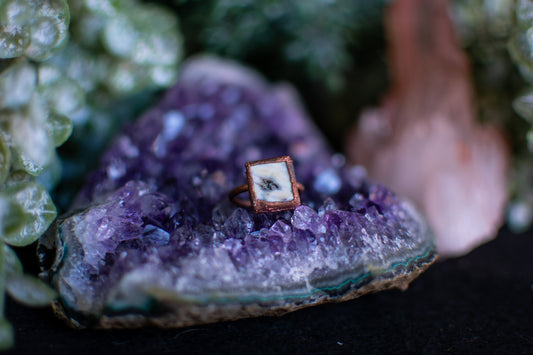 Sea Jasper with Druzy- Size 6.5